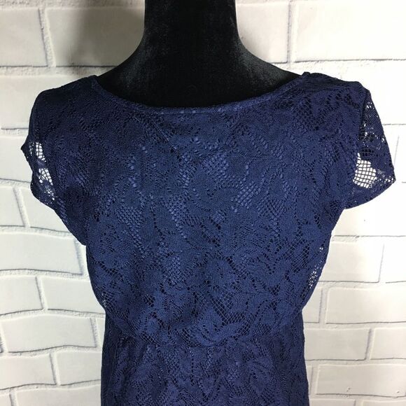 Two hearts maternity blue lace lined dress Sz M - Picture 5 of 8